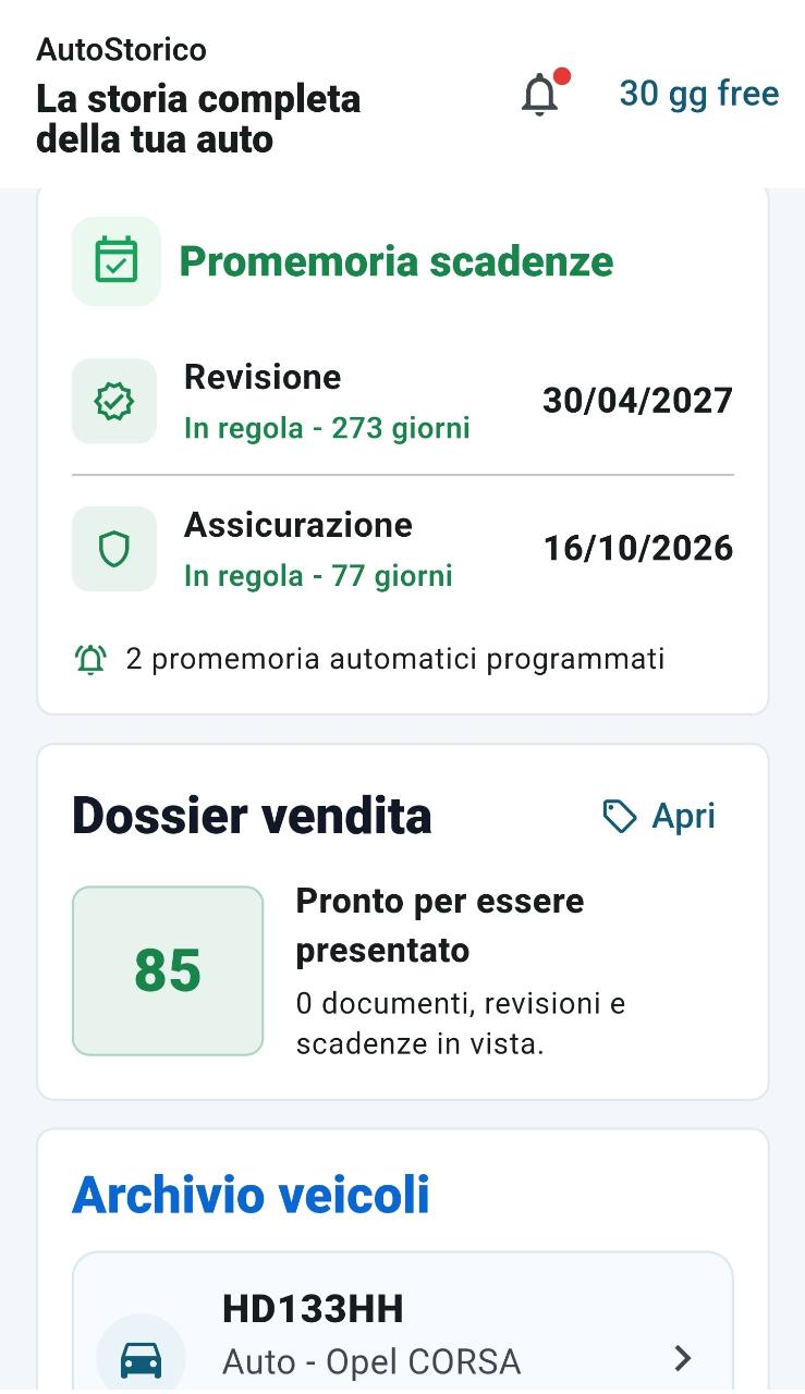 Promemoria scadenze in AutoStorico